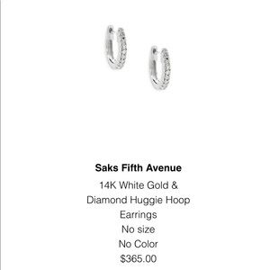 A pair of 14k white gold and diamond huggies. Similar to Maria Tash look.